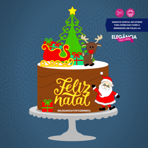 Topo de Bolo Natal 3D  Arquivo de Corte