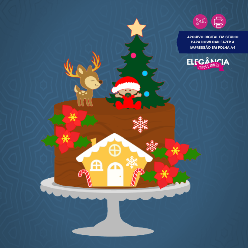 Topo de Bolo Natal 3D Baby Arquivo de Corte