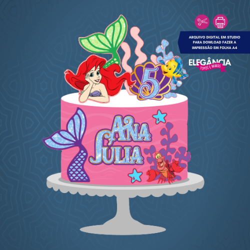 Topo de Bolo Ariel Arquivo de Corte