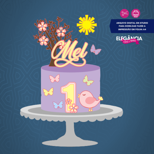 Topo de Bolo Jardim Arquivo de Corte