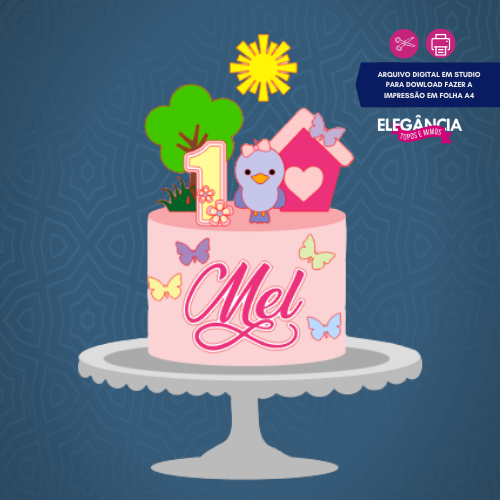 Topo de Bolo Jardim Encantado Arquivo de Corte