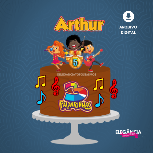 Topo de Bolo 3 Palavrinhas Arquivo de Corte